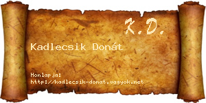 Kadlecsik Donát névjegykártya